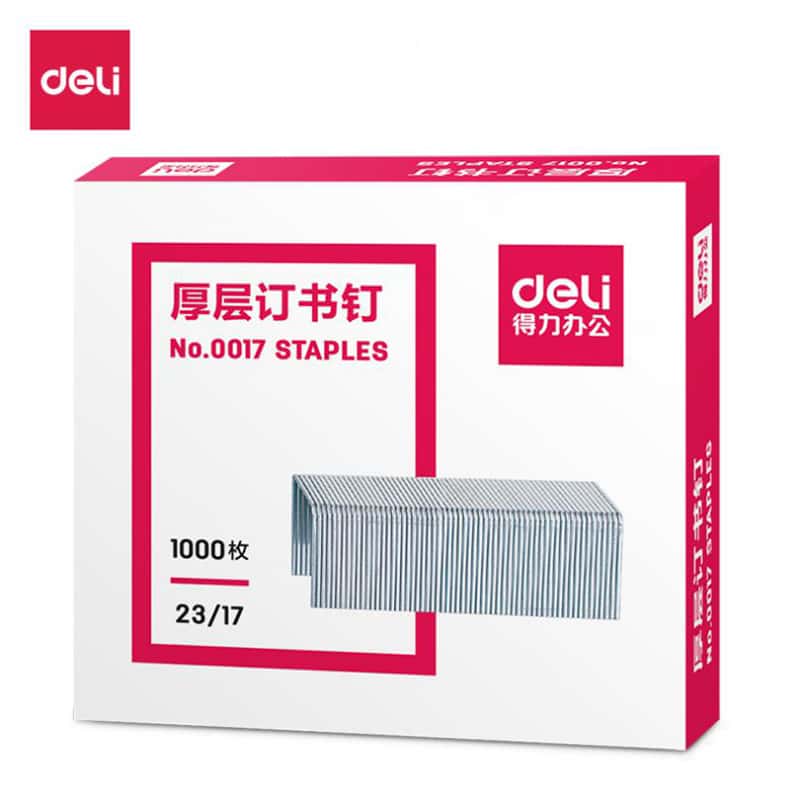 得力（deli） 0017 厚层订书钉 1000枚/盒 （单位：盒） 银色