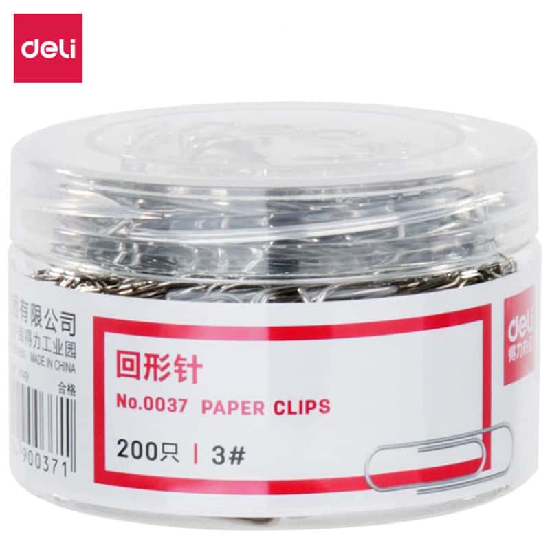 得力（deli） 0037 回形针 200枚/盒 （单位：盒） 银色