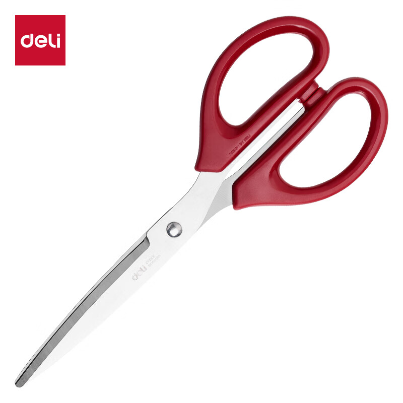 得力（deli） 6010 不锈钢剪刀 210mm （单位：把）  红色