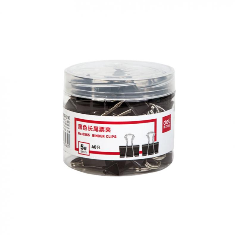 得力（deli） 8565 长尾票夹 19mm 40只/筒 （单位：筒）  黑色