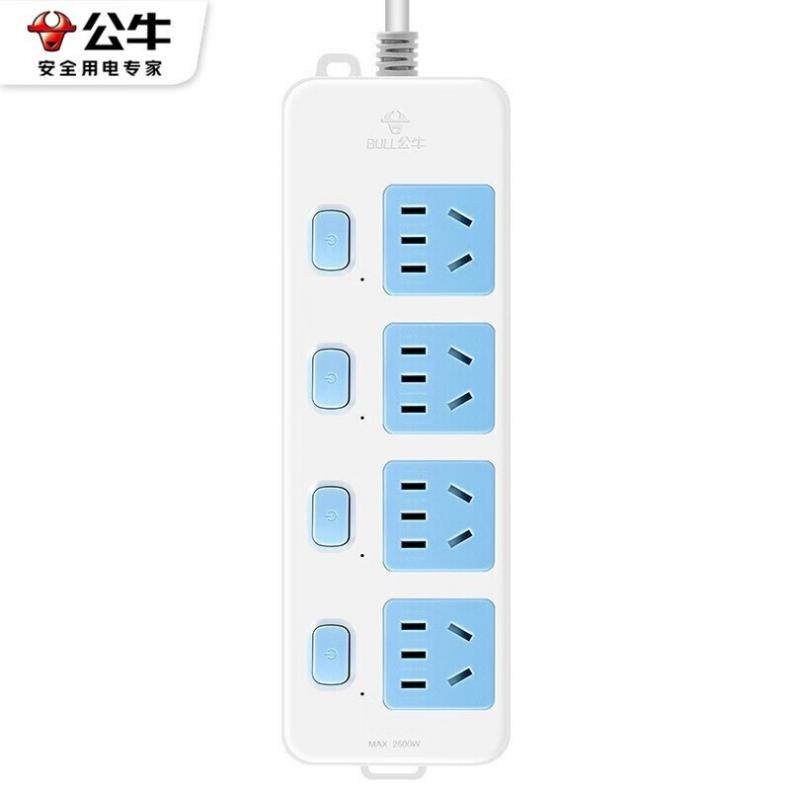 公牛（BULL） GN-315 新国标插座 4位分控 3m （单位：个） 新旧款随机发货 白色