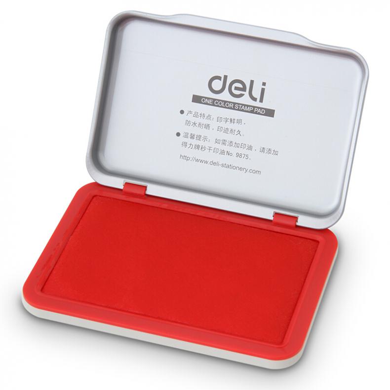 得力（deli） 9892 金属方形中号秒干印台 120*80mm（单位：个） 红色