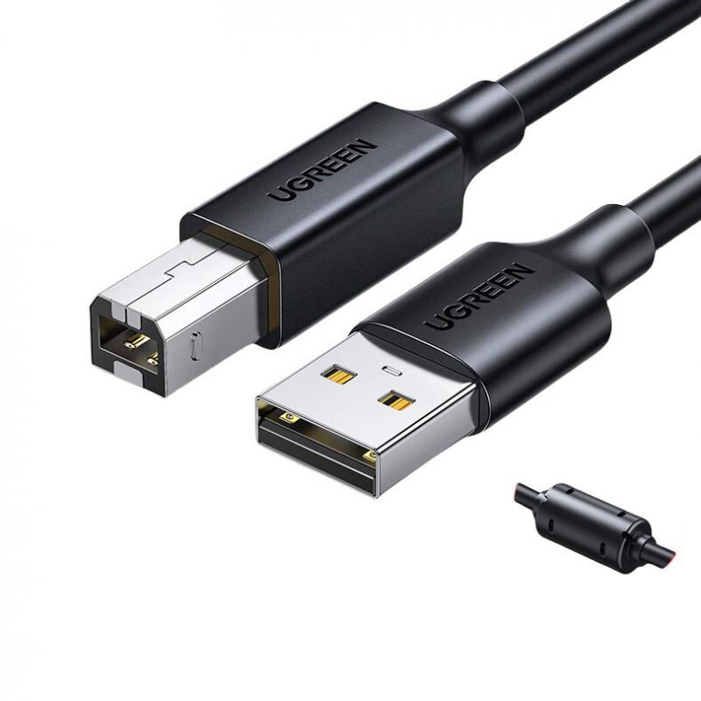 绿联(UGREEN) 10328/US104 方口打印机数据线 3m USB2.0镀镍接口（单位：根） 黑色