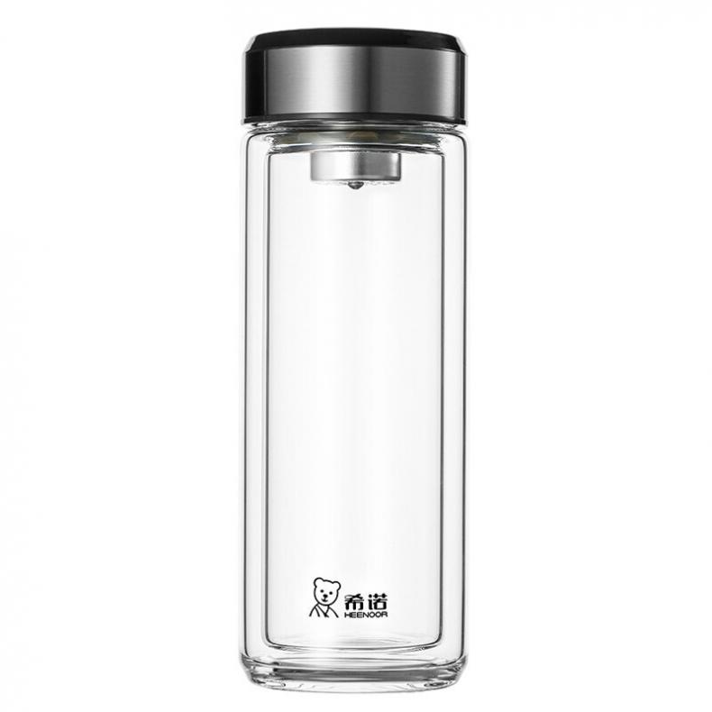 希诺 XN-6712 双层玻璃透明泡茶杯 360ml （单位：个）  