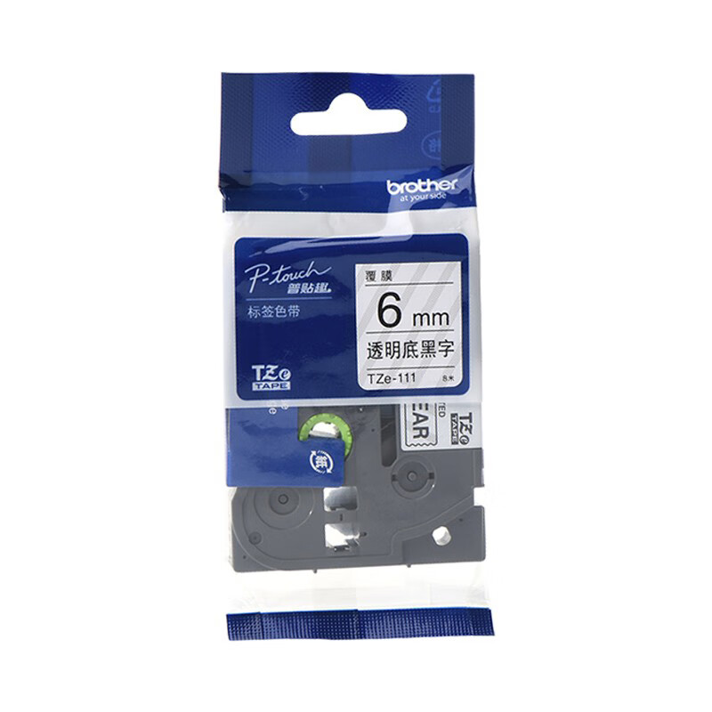 兄弟（brother） Tze-111 标签色带 6mm*8m （单位：卷） 透明底黑字