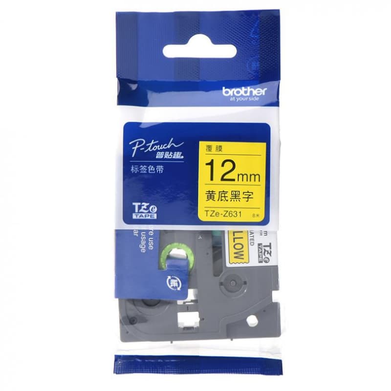 兄弟（brother） TZe-FX631 标签线缆色带 12mm*8m （单位：根） 黄底黑字