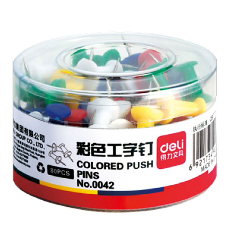 得力（deli） 0042 彩色工字钉 80枚/盒 （单位：盒） 彩色