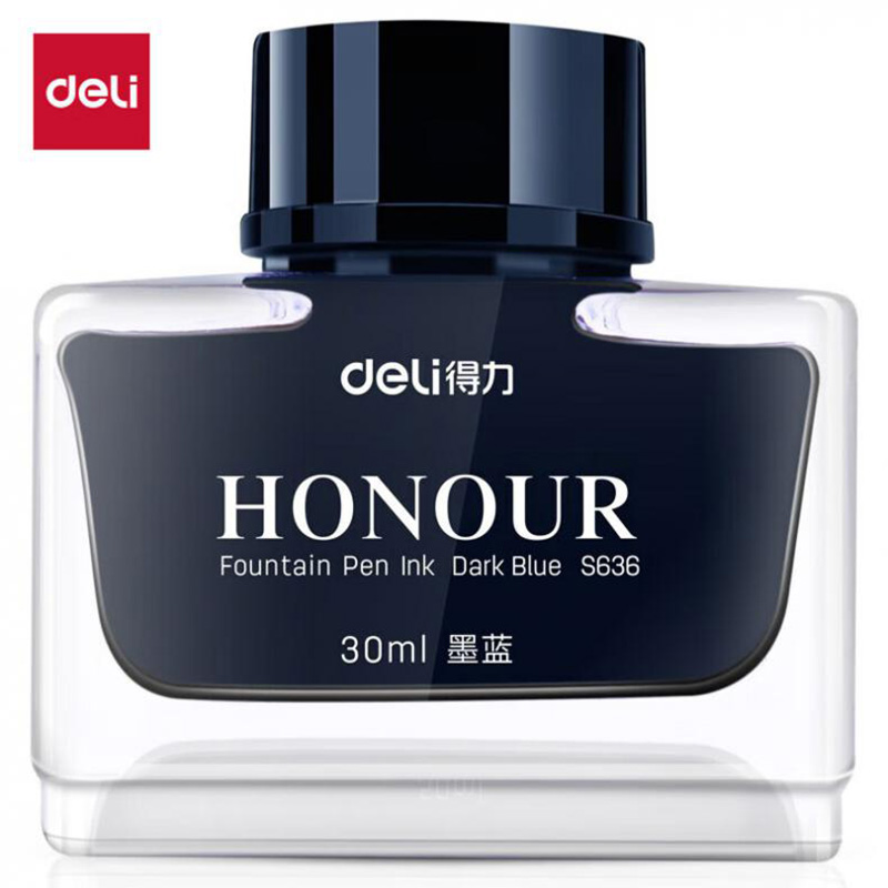 得力（deli） S636 钢笔墨水 非碳素 30ml （单位：瓶）  墨蓝色