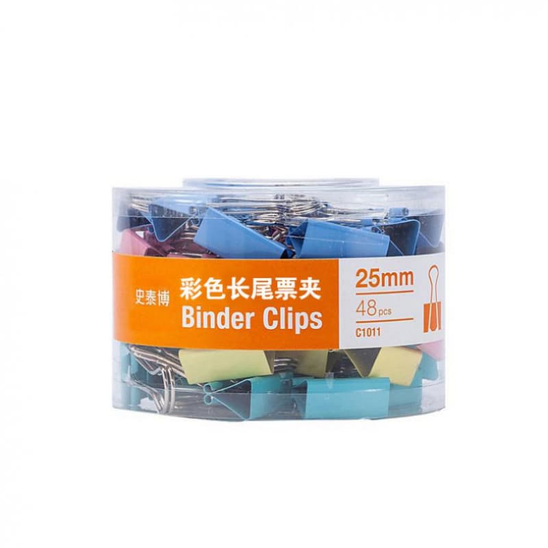 史泰博 C1011 彩色长尾票夹 4# 24mm 48只/筒 （单位：筒）