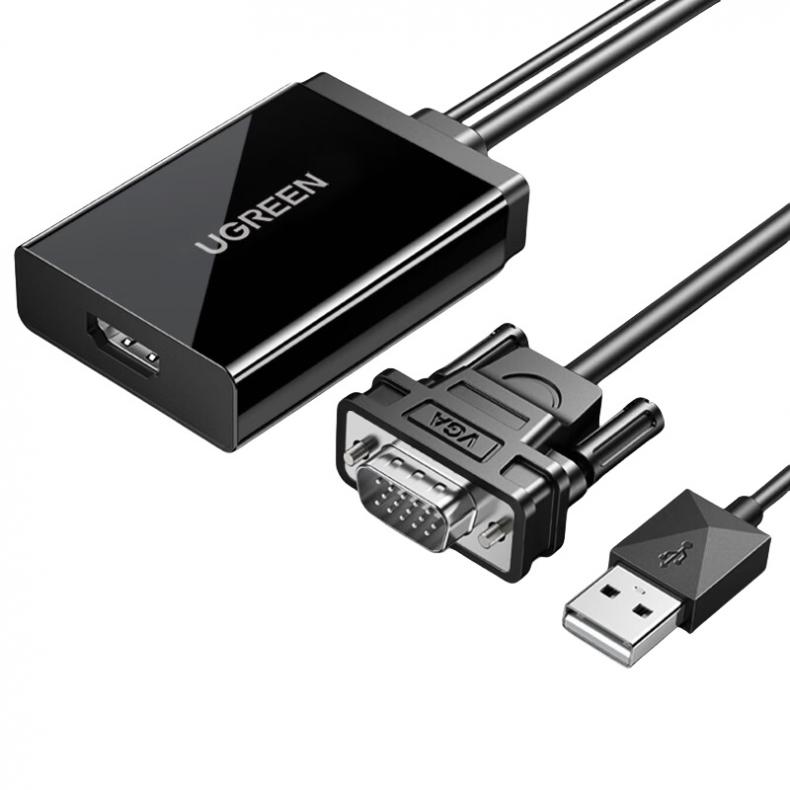 绿联（UGREEN） MM106 VGA转HDMI线转换器 1080P （单位：个） 40213 黑色