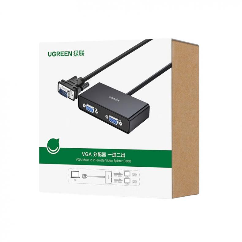 绿联（UGREEN） 40254 VGA分配器 1进2出 （单位：个）  黑色