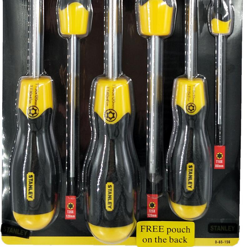 史丹利(Stanley) 65-156-0-23 6件套胶柄中孔花形螺丝批