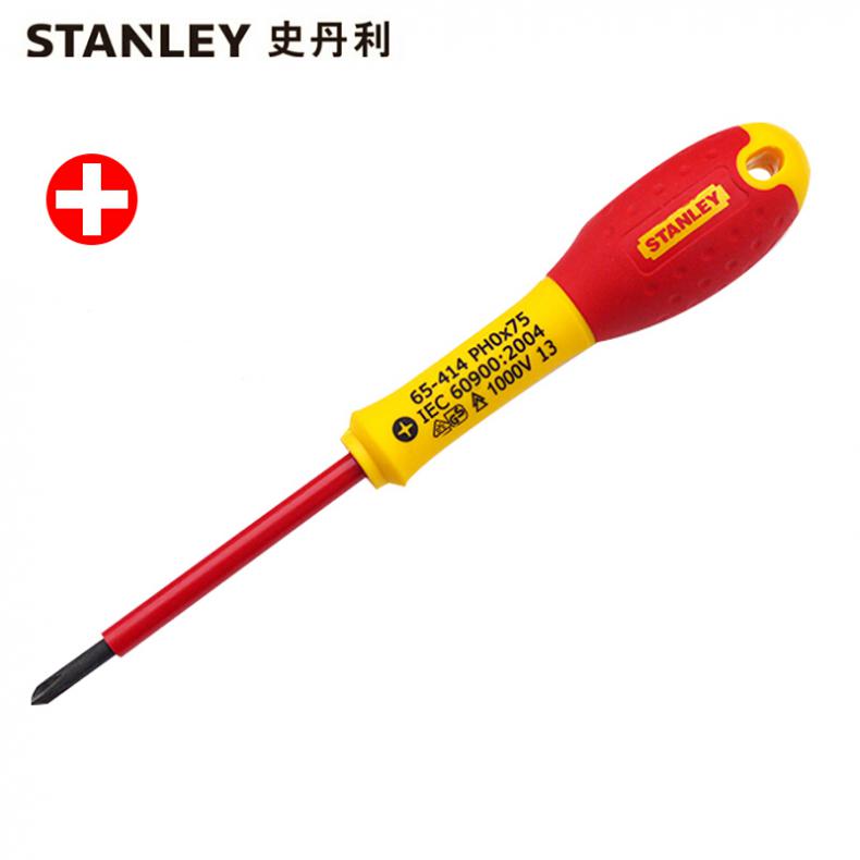 史丹利(Stanley) 65-414-14 双色柄十字绝缘螺丝批PH0x75mm