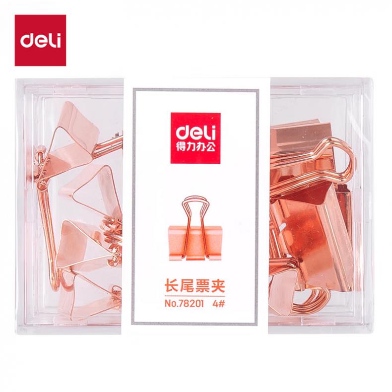 得力（deli） 78201 长尾票夹 12只/盒 （单位：盒）  玫瑰金