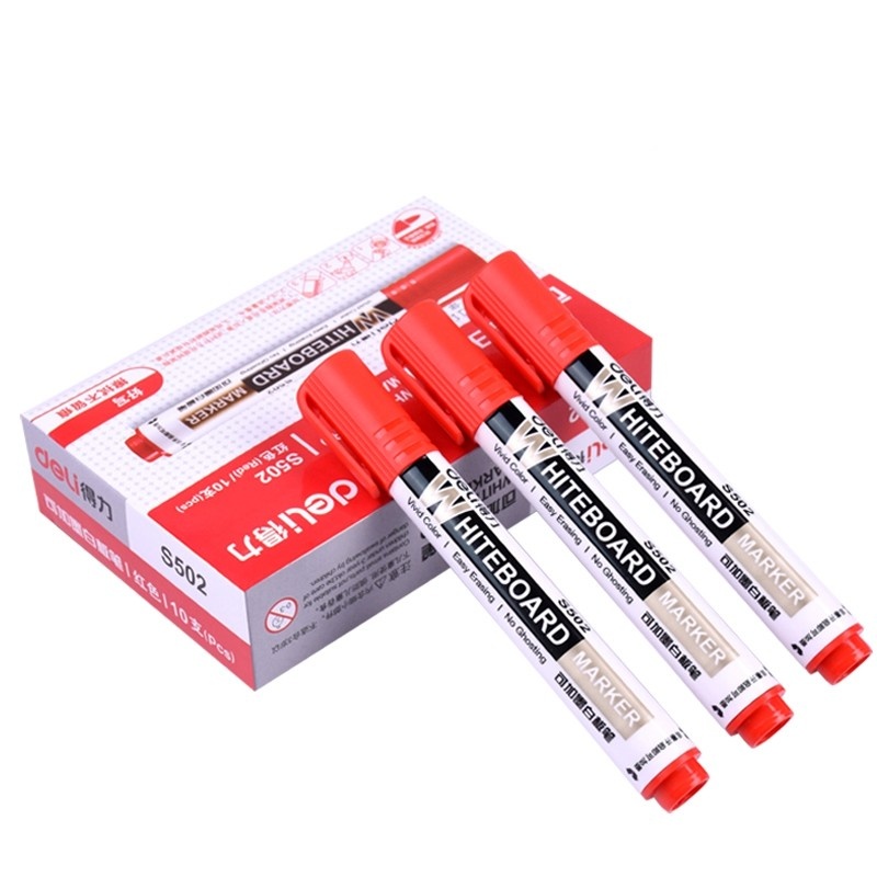 得力（deli） S502 可加墨白板笔 10支/盒 （单位：盒）  红色