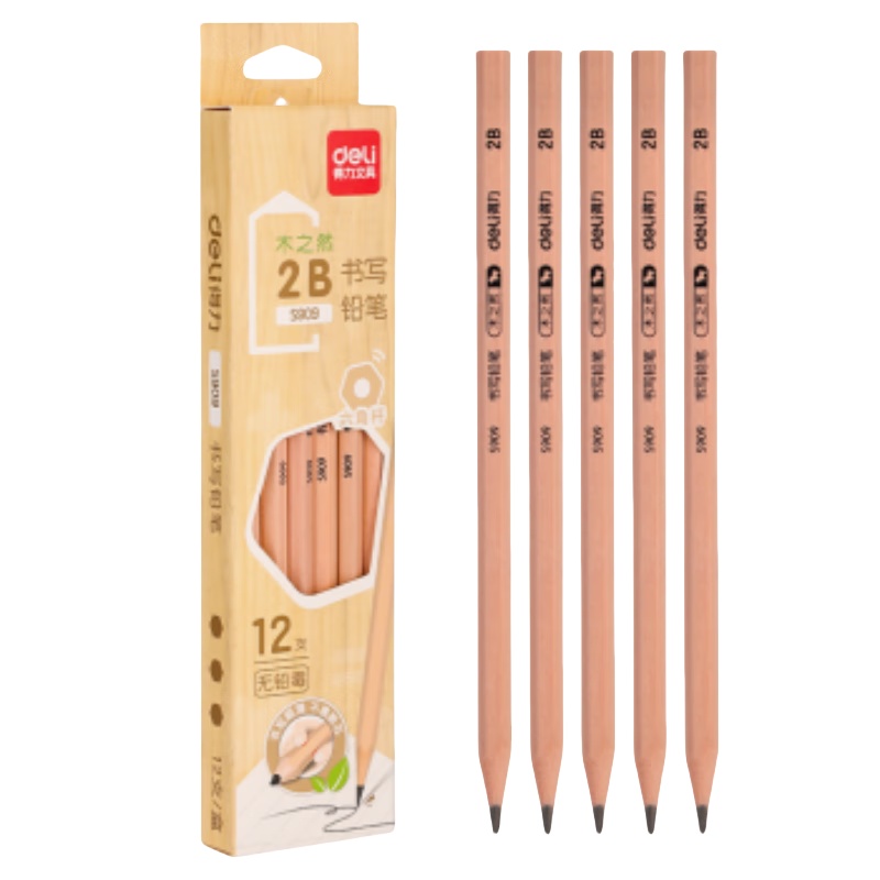 得力（deli） S909-2B 书写铅笔 12支/盒 （单位：盒）  原木色