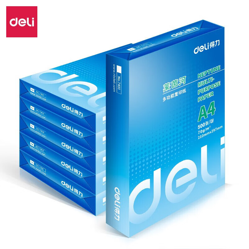 得力（deli） 7401 A4-70g 莱茵河复印纸（单位：箱）