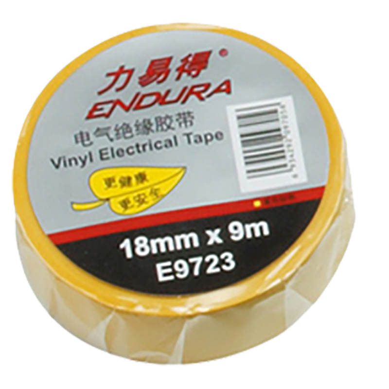 力易得（ENDURA） E9723 电工胶带 18mm*9m（单位：卷） 黄色