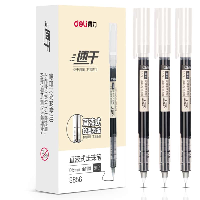 得力（deli） S856 直液式走珠笔 12支/盒 （单位：支） 黑色