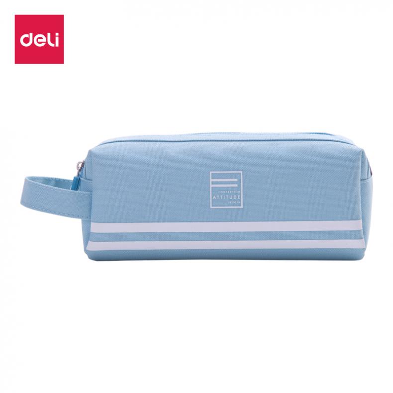 得力（deli） 66772 简约提手大方形笔袋 200*85*90mm （单位：只）  浅蓝