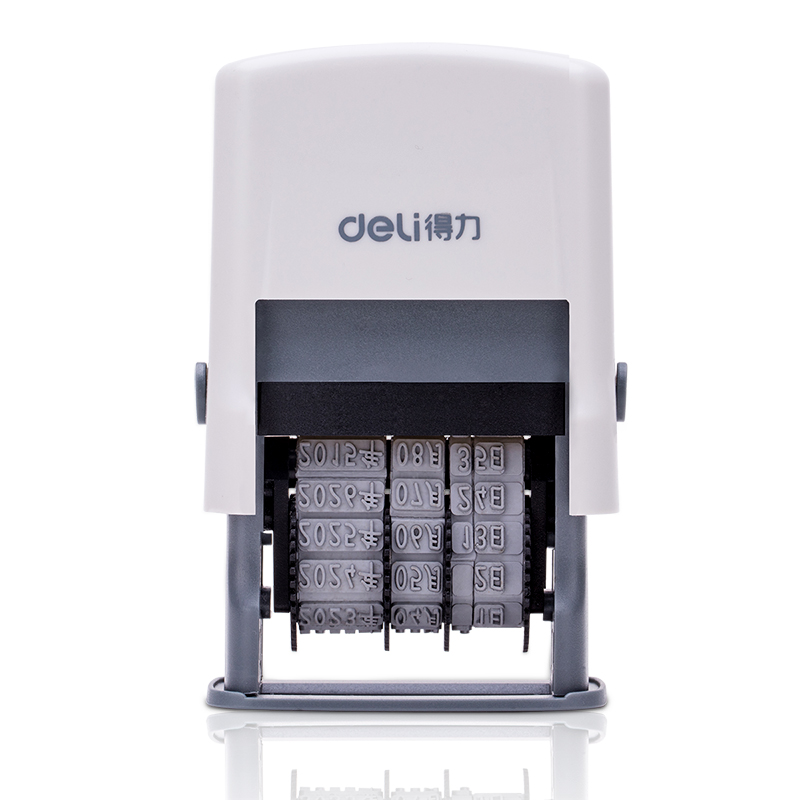 得力（deli） 79951 回墨可调时间日期印章 11位 65*34*106mm （单位：盒）  灰白色