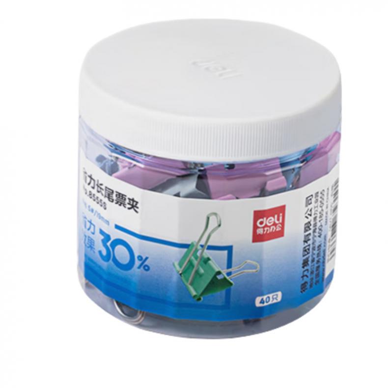 得力（deli） 8555S 省力长尾夹票夹 19mm 40只/筒 （单位：筒）  彩色