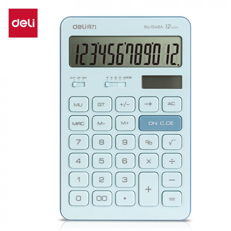 得力（deli） 1548A 计算器 12位 （单位：台） 双电源平板式 浅蓝色