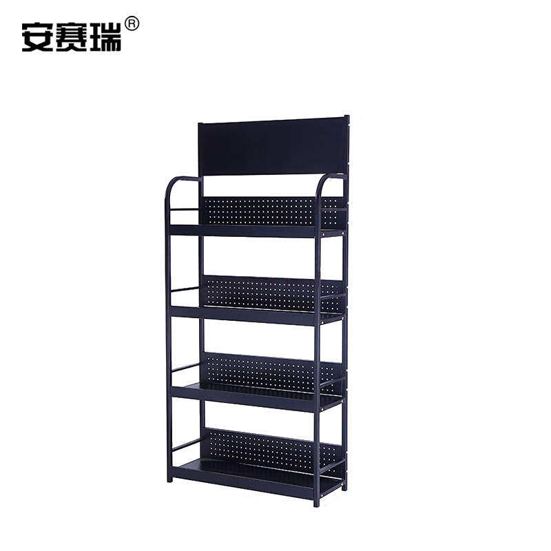 安赛瑞 铁质轻型小货架 80×30×170cm 四层货架 28387 黑色