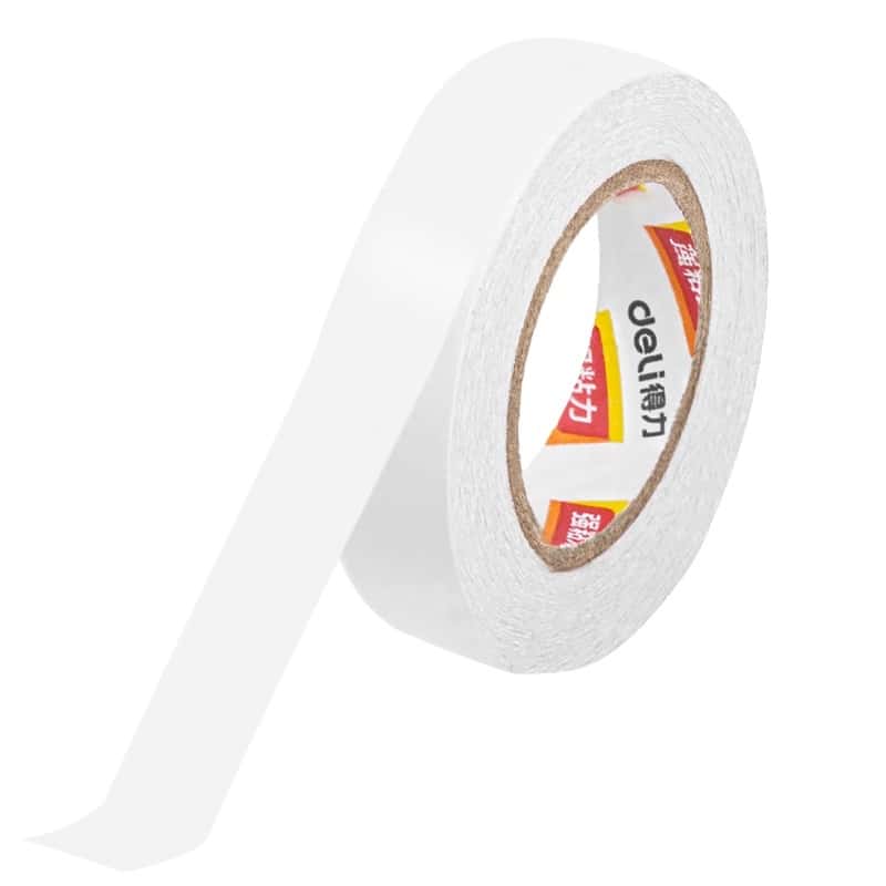 得力（deli） 30436 小卷芯棉纸双面胶带 18mm*10y*80um 9.1m/卷 （单位：卷） 白色