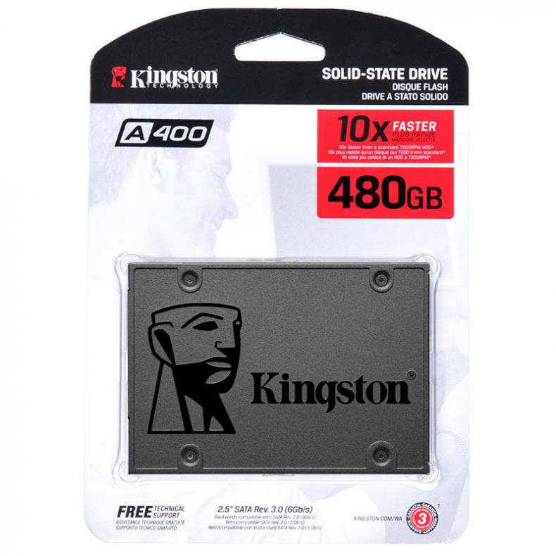 金士顿 (Kingston) A400系列 SSD固态硬盘 SATA3.0接口 480GB 读速高达500MB/s（单位：个）