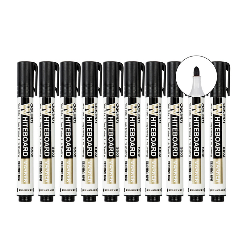 得力（deli） S502 可加墨白板笔 140mm*15mm 10支/盒 （单位：盒）  黑色