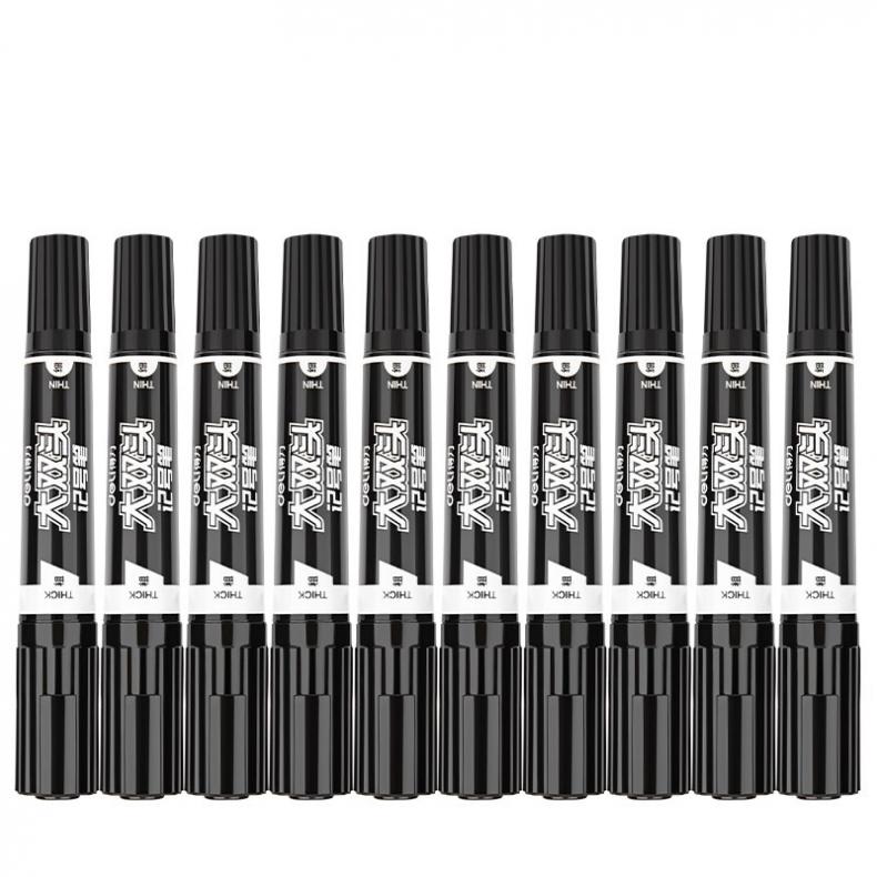 得力（deli） S555 大双头记号笔 10支/盒 （单位：盒）  黑色