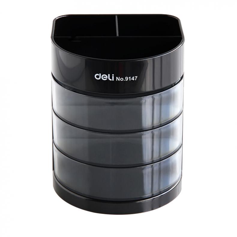 得力（deli） 9147 三层多功能办公笔筒 83mm*83mm*102mm （单位：个）  颜色随机