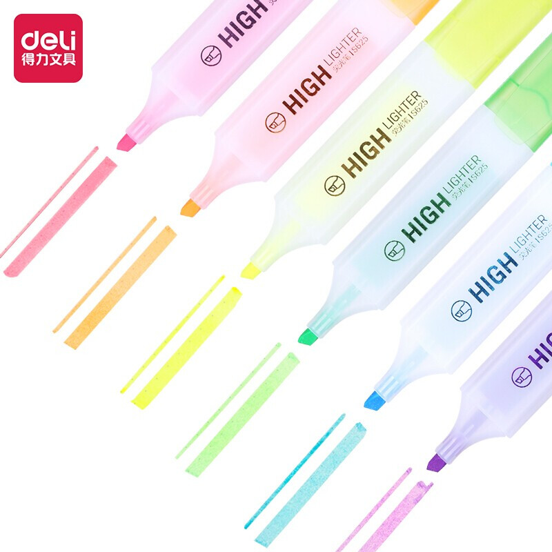 得力（deli） S628 6色双头荧光笔 6支/袋 （单位：袋）  混色