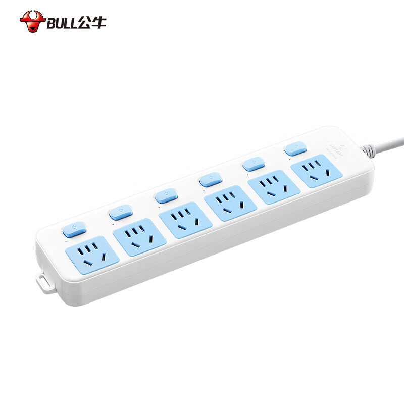 公牛（BULL） GN-317 新国标插座 6位分控 1.8米 （单位：个） 新老版本随机发货 蓝白色