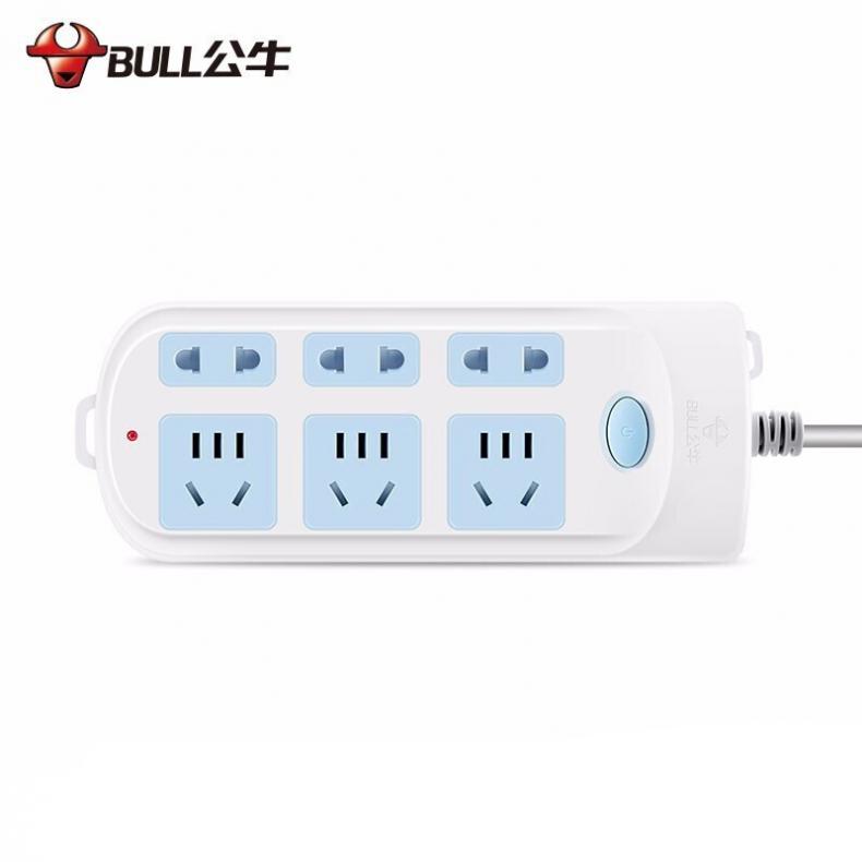 公牛（BULL） GN-609 新国标插座 6位总控 （单位：个） 3米 蓝白色