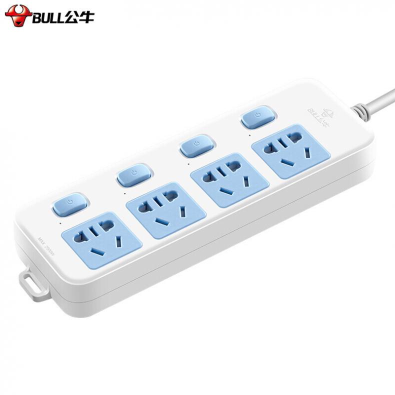 公牛（BULL） GN-315 新国标插座 4位分控 （单位：个） 1.8米 蓝白色