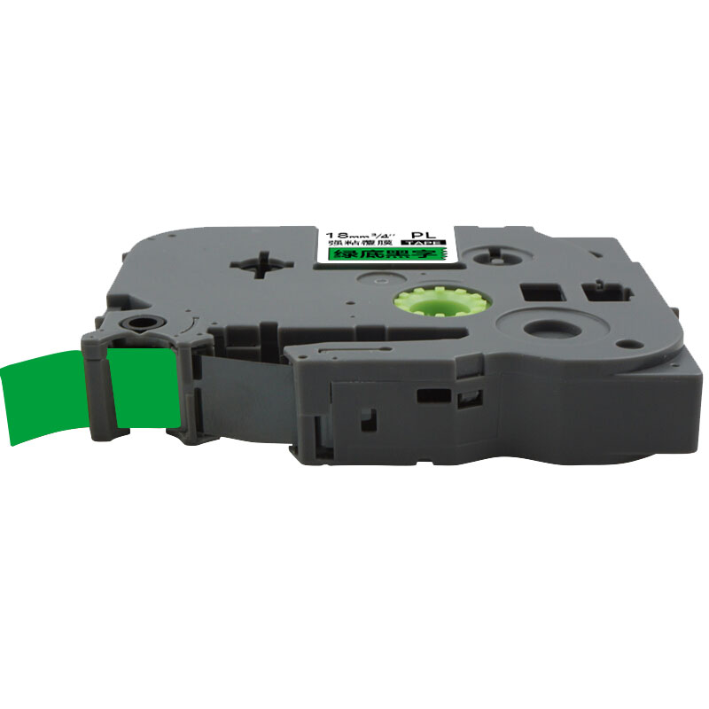 艾洁（AJ） AJ-PL-741 标签机色带 宽18mm*长8m（单位：个） 适用兄弟PT-1010/1100CH/1280/1400/18R TZe-741标签机色带 绿底黑字