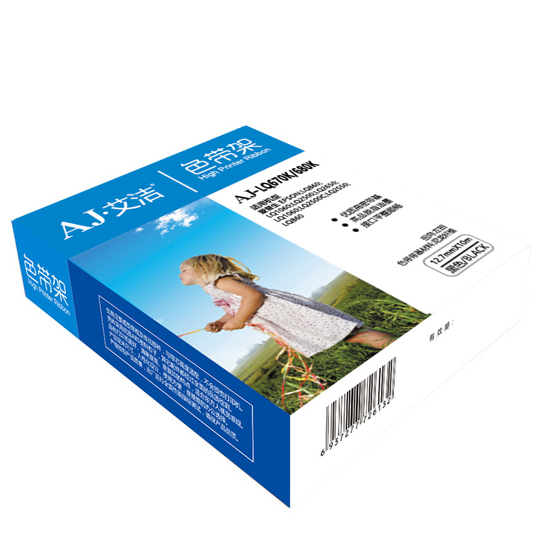 艾洁（AJ） AJ-LQ670K/680K 色带架 宽12.7mm*长10m （单位：支） 适用爱普生EPSON DLQ2000 EX800 1000 LQ1060 2500C 2550 860 实达BP690K 黑色