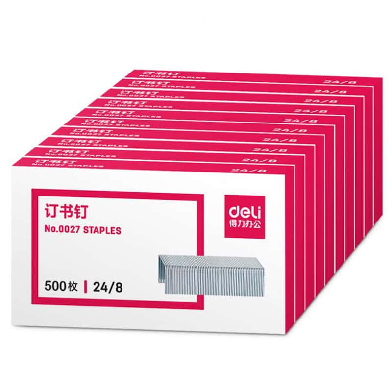 得力（deli） 0027 加厚大号厚层订书针 500枚/盒 10盒/组 （单位：组） 银色