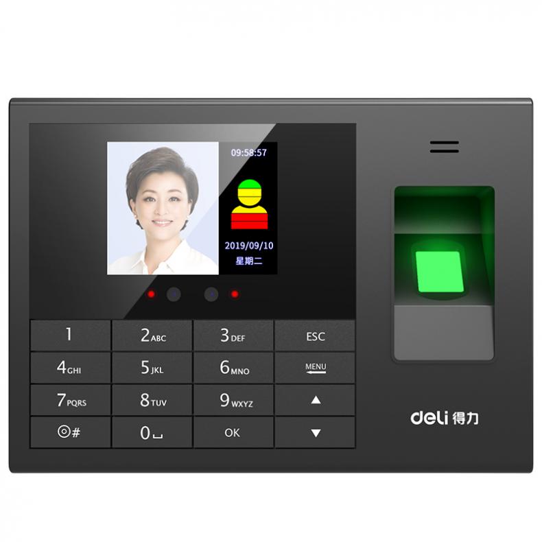 得力（deli） 3765 人脸指纹考勤机 183*130*35mm （单位：台）  黑色
