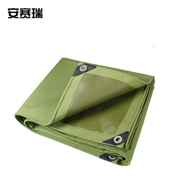 安赛瑞 12447 加厚帆布防雨布 有机硅帆布防雨布 2m*3m（单位：块） 厚0.7mm 军绿色