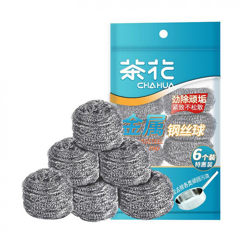 茶花（CHAHUA） B4302P 金属钢丝球 6个/包 （单位：包） 新老包装随机 