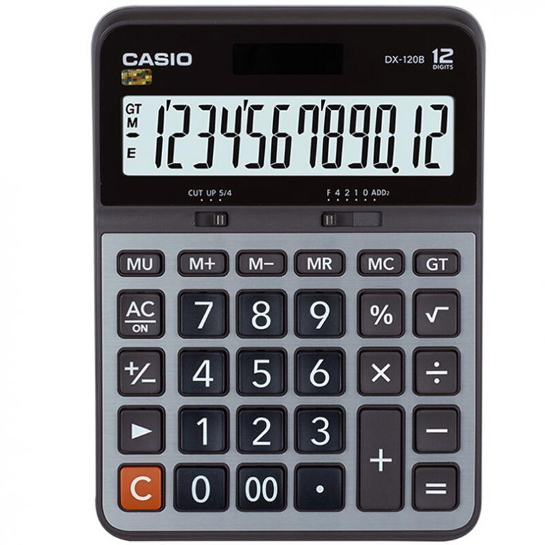 卡西欧（CASIO） DX-120B 优智系列大型计算器 12位 （单位：台） 长175.5mm*宽129mm*高33.2mm 灰色