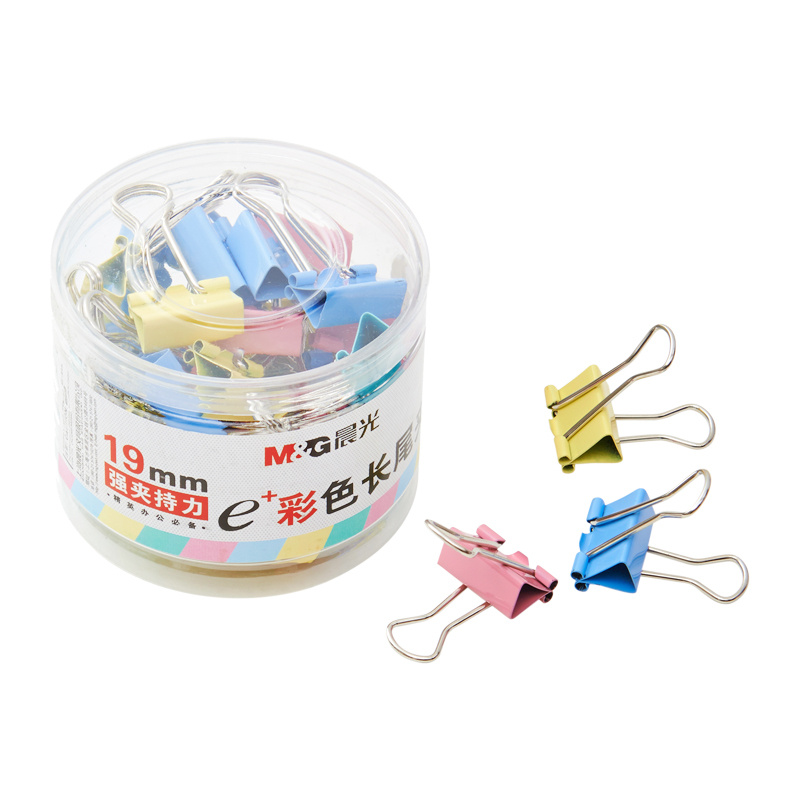 晨光（M&G） ABS92742 长尾夹 19mm 40只/筒 （单位：筒）  彩色