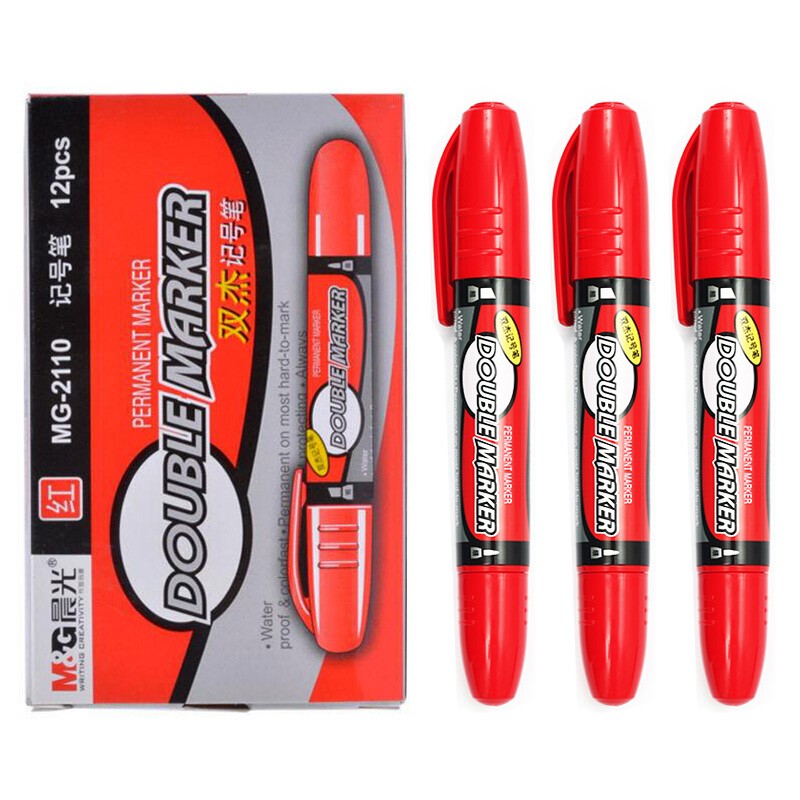 晨光（M&G） MG2110 双头粗杆记号笔 145mm（单位：盒） 12支/盒 红色