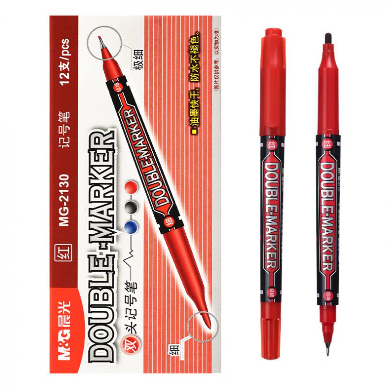 晨光（M&G） MG2130 双头细杆记号笔 12支/盒 （单位：盒）  红色