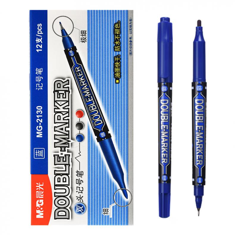 晨光（M&G） MG2130 双头细杆记号笔 12支/盒 （单位：盒）  蓝色