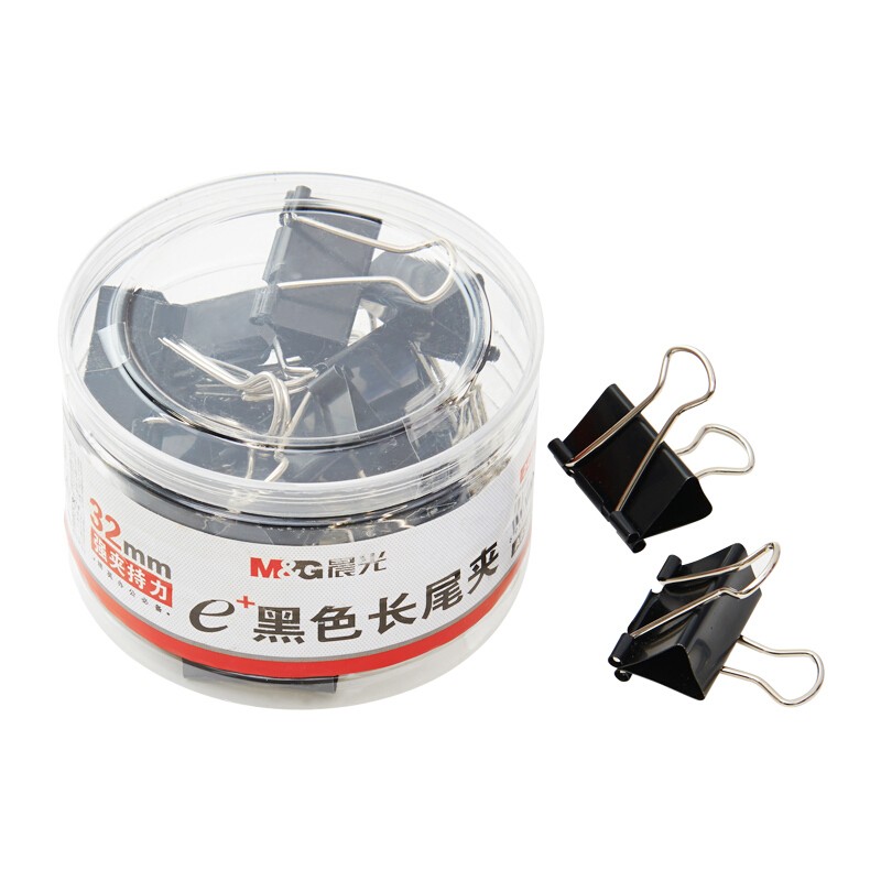 晨光（M&G） ABS92734 长尾夹 32mm 24个/筒 （单位：筒）  黑色