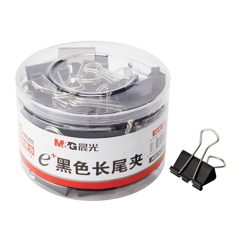 晨光（M&G） ABS92733 长尾夹 41mm 24只/筒 （单位：筒）  黑色